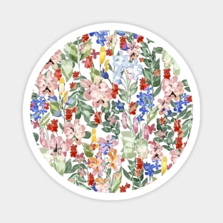 A botanical pattern with flowers and leaves Magnet